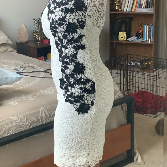 Black & Ivory Lace Floral Dress - Picture 2 of 5